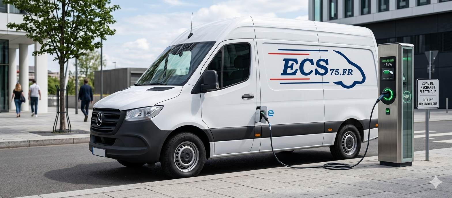 Véhicule électrique ECS75 en charge